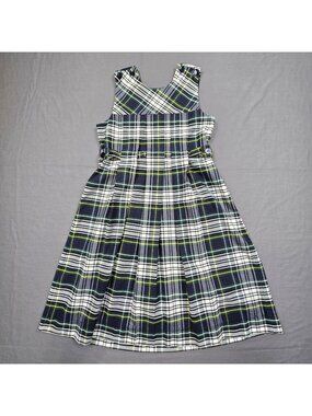 All American Girls Size 12 Jumper School Uniform Green Plaid Dress Academia